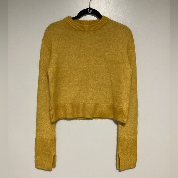 H&M Sweater Women Wool Blend Size S Cropped Long Sleeves Fall Yellow - Picture 1 of 8